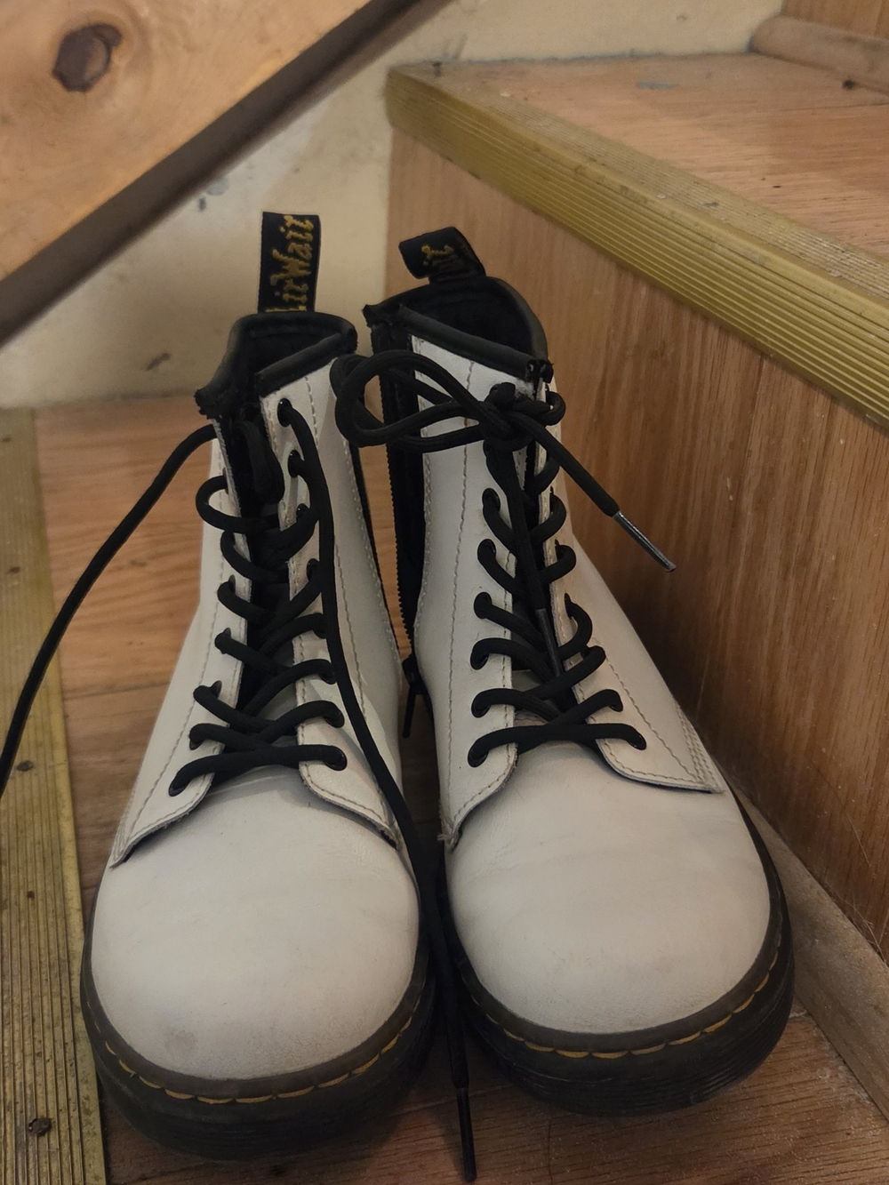 Dr. Martens White Lace-Up Leather Boots
